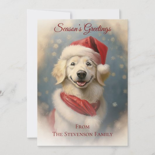 Kerstkaart met vintage hond als Kerstman (Voorkant)