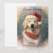Kerstkaart met vintage hond als Kerstman (Voorkant / Achterkant)
