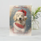 Kerstkaart met vintage hond als Kerstman (Staand voorkant)