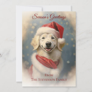 Kerstkaart met vintage hond als Kerstman