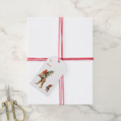 Kerstkaart met vintage kabouters cadeaulabel (Met Touw)