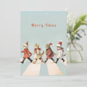 Kerstkaart met vintage kat kaart (Staand voorkant)