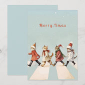 Kerstkaart met vintage kat kaart (Voorkant / Achterkant)