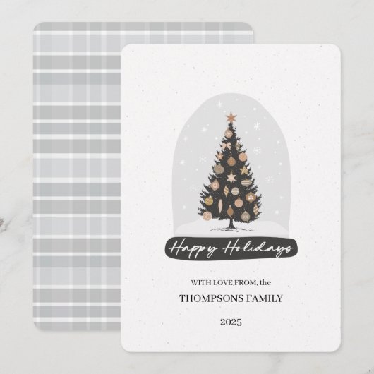 Kerstkaart met vintage kerstboom (Voorkant / Achterkant)