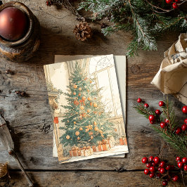 Kerstkaart met Vintage Kerstboom