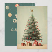 Kerstkaart met Vintage Kerstboom Plat Design (Voorkant / Achterkant)