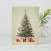 Kerstkaart met Vintage Kerstboom Plat Design (Staand voorkant)