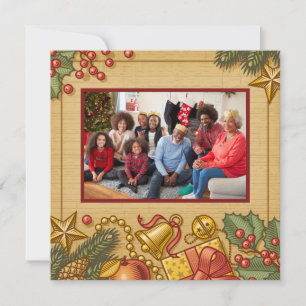 Kerstkaart met vintage kerstgroet en Nieuwjaar