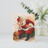Kerstkaart met vintage kerstman (Staand voorkant)