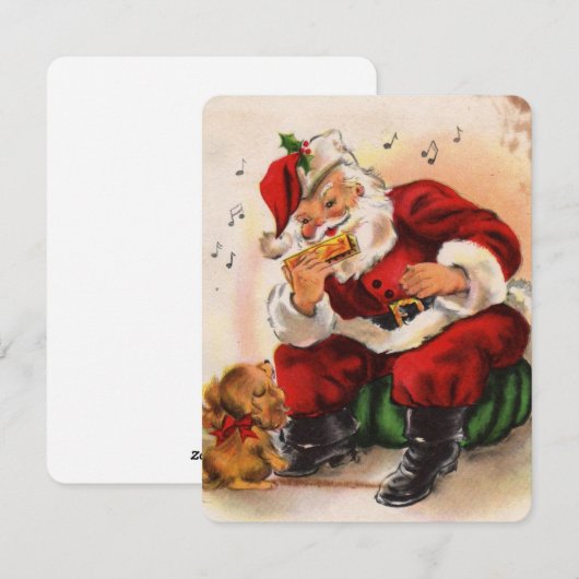 Kerstkaart met vintage kerstman (Voorkant / Achterkant)