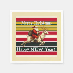 Kerstkaart met Vintage Kerstman en Rendier Servet