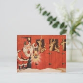 Kerstkaart met vintage Kerstman rendier Feestdagenkaart (Staand voorkant)