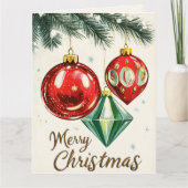 Kerstkaart met Vintage Kerstversiering Kaart (Voorkant)