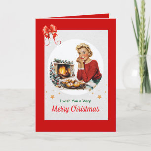 Kerstkaart met vintage koekjes feestdagen kaart