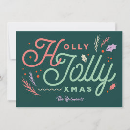 Kerstkaart met vintage moderne dennen groene