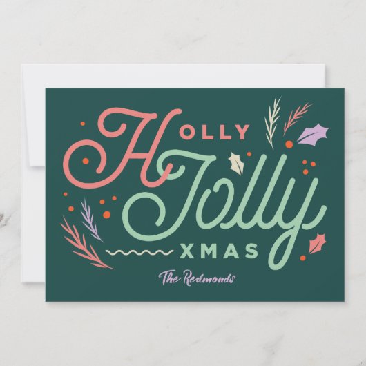 Kerstkaart met vintage moderne dennen groene (Voorkant)