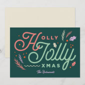 Kerstkaart met vintage moderne dennen groene (Voorkant / Achterkant)