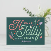 Kerstkaart met vintage moderne dennen groene (Staand voorkant)
