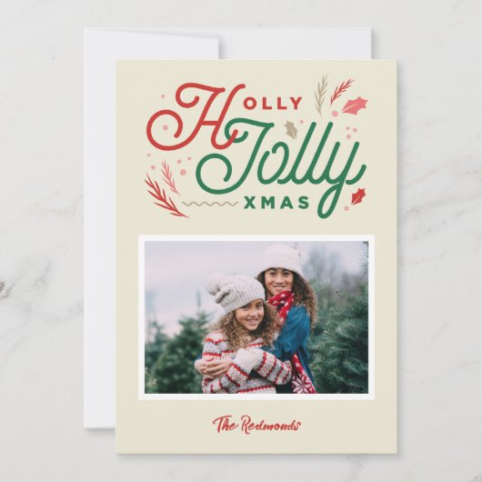 Kerstkaart met vintage moderne foto (Voorkant)