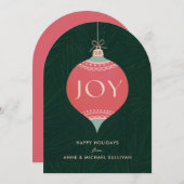 Kerstkaart met Vintage Ornament Vreugde (Voorkant / Achterkant)