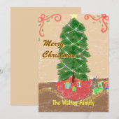 Kerstkaart met vintage personalisatie (Voorkant / Achterkant)