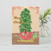 Kerstkaart met vintage personalisatie (Staand voorkant)
