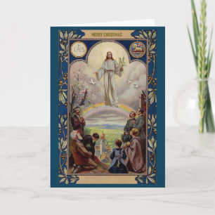 Kerstkaart met vintage religieuze afbeelding kaart