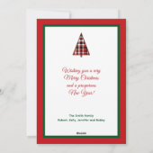 Kerstkaart met vintage rode ruitjes (Achterkant)