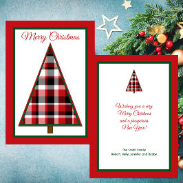 Kerstkaart met vintage rode ruitjes