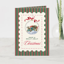 Kerstkaart met vintage sfeer en ornament – Feestel