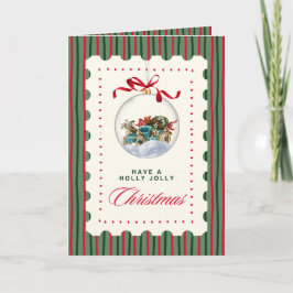Kerstkaart met vintage sfeer en ornament – Feestel Feestdagen Kaart