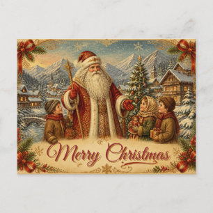 Kerstkaart met vintage Sint-Klaas Alpenweide Briefkaart