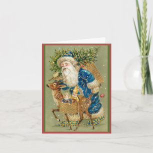 Kerstkaart met vintage Sint Nicolaas en rendieren Feestdagen Kaart