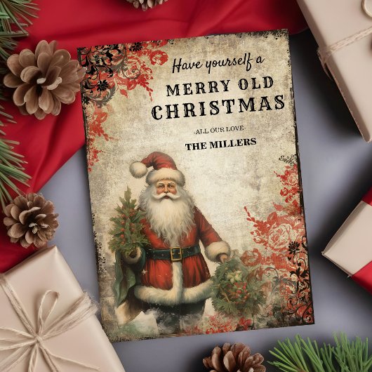 Kerstkaart met vintage Sint Nicolaas Kaart