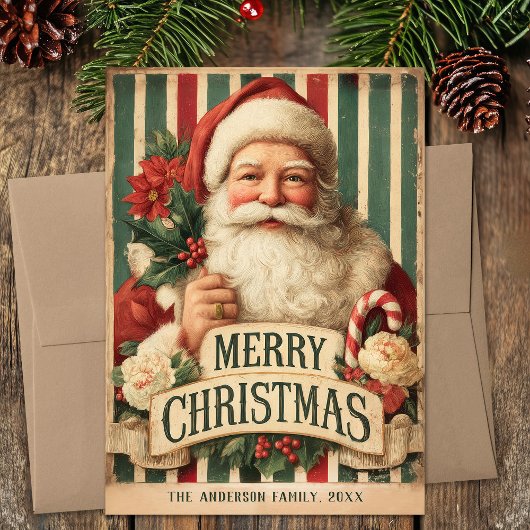 Kerstkaart met vintage Sinterklaas
