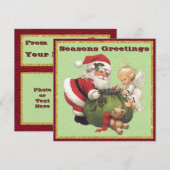 Kerstkaart met vintage Sinterklaas en engeltje (Voorkant / Achterkant)