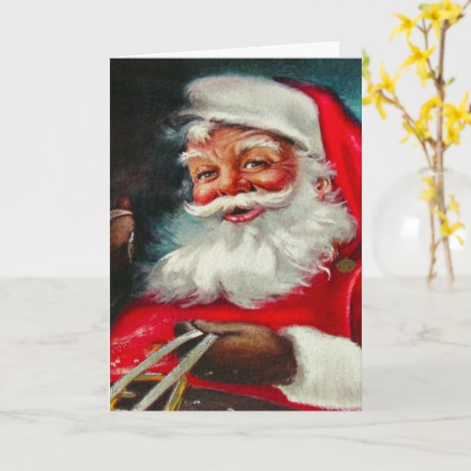 Kerstkaart met vintage Sinterklaas Kaart (Gele Bloem)