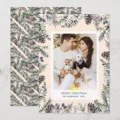 Kerstkaart met vintage wintergroen (Voorkant / Achterkant)