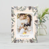 Kerstkaart met vintage wintergroen (Staand voorkant)