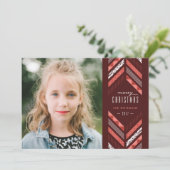 Kerstkaart met visgraatpatroon - Maraschino (Staand voorkant)