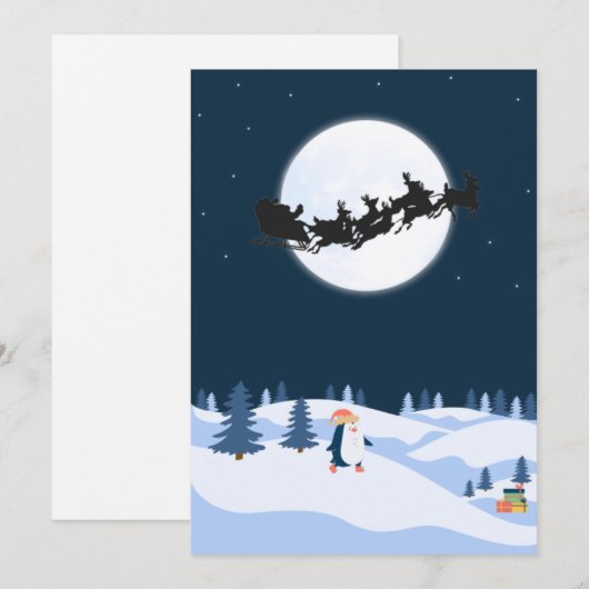 Kerstkaart met vlak ontwerp (Voorkant / Achterkant)