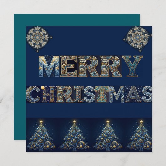 Kerstkaart met vlak ontwerp (Voorkant / Achterkant)