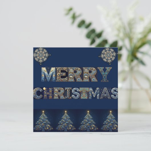 Kerstkaart met vlak ontwerp (Staand voorkant)