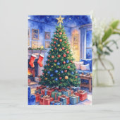 Kerstkaart met vlak ontwerp (Staand voorkant)