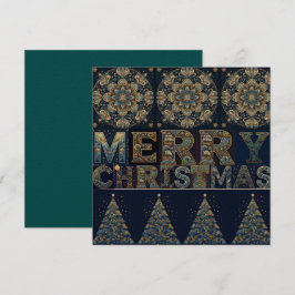 Kerstkaart met vlak ontwerp