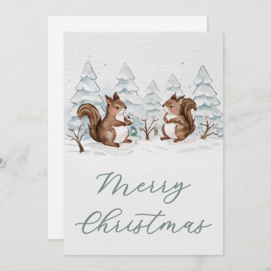 Kerstkaart met vlak ontwerp (Voorkant / Achterkant)