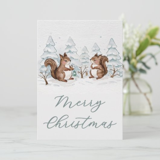 Kerstkaart met vlak ontwerp (Staand voorkant)