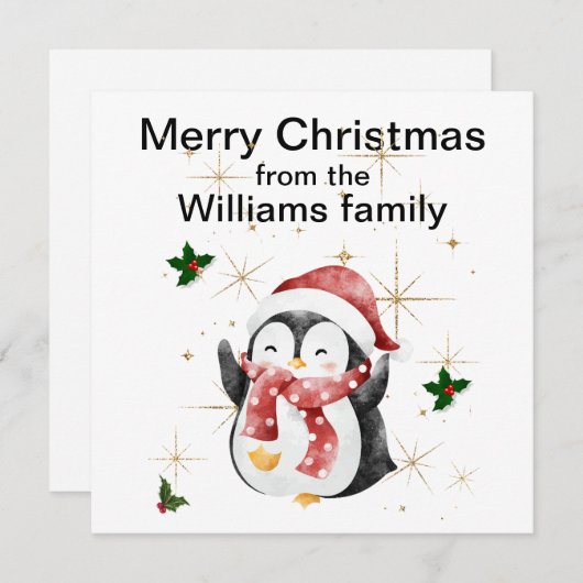 Kerstkaart met vlak ontwerp (Voorkant / Achterkant)