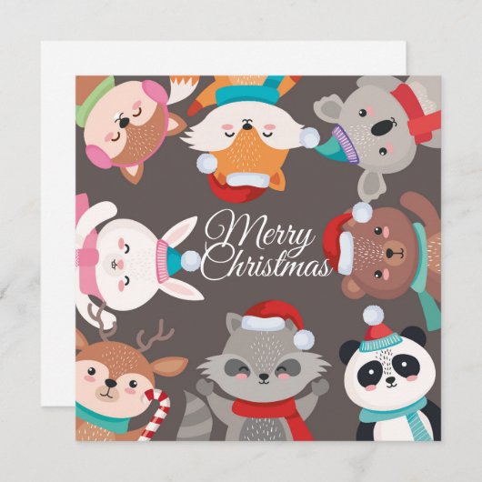 Kerstkaart met vlak ontwerp (Voorkant / Achterkant)