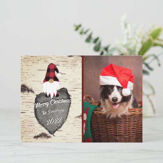 Kerstkaart met vlak ontwerp (Staand voorkant)